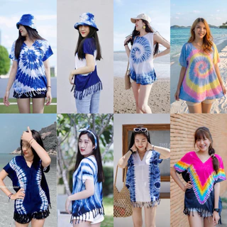 เสื้อมัดย้อม เข้ารูปพรางพุง ผ้านุ่มใส่สบาย ใส่ไปทะเล