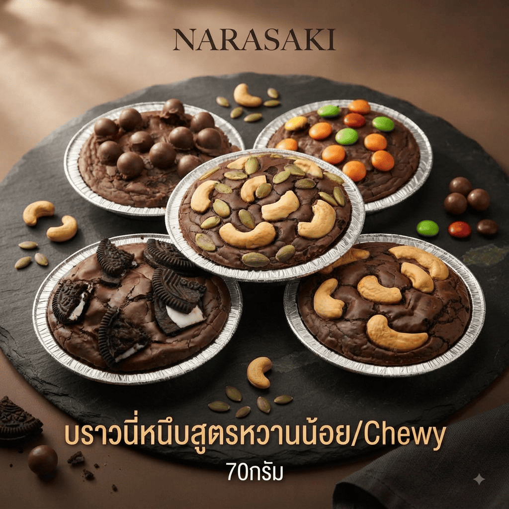 บราวนี่หนึบ สูตรหวานน้อย 70ML. บราวนี่โฮมเมด NARASAKI