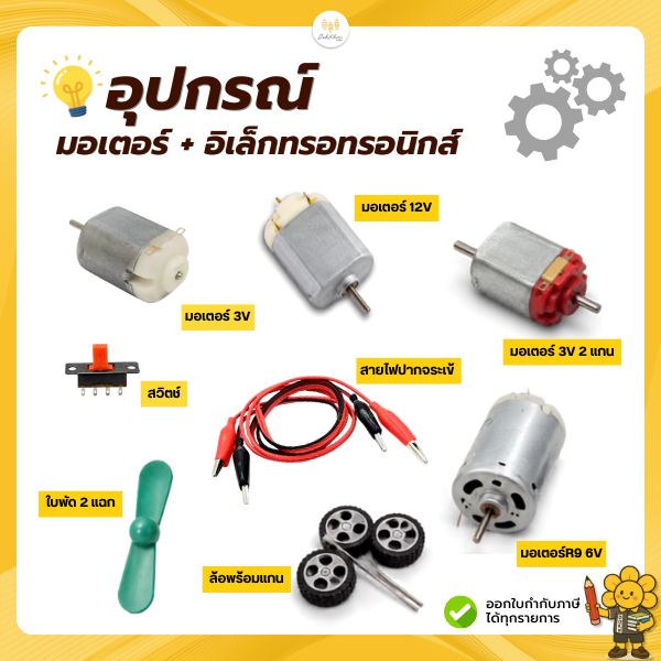 DC Motor มอเตอร์ ขนาด 3V/6V/12V โวลต์ และอุปกรณ์ต่างๆ