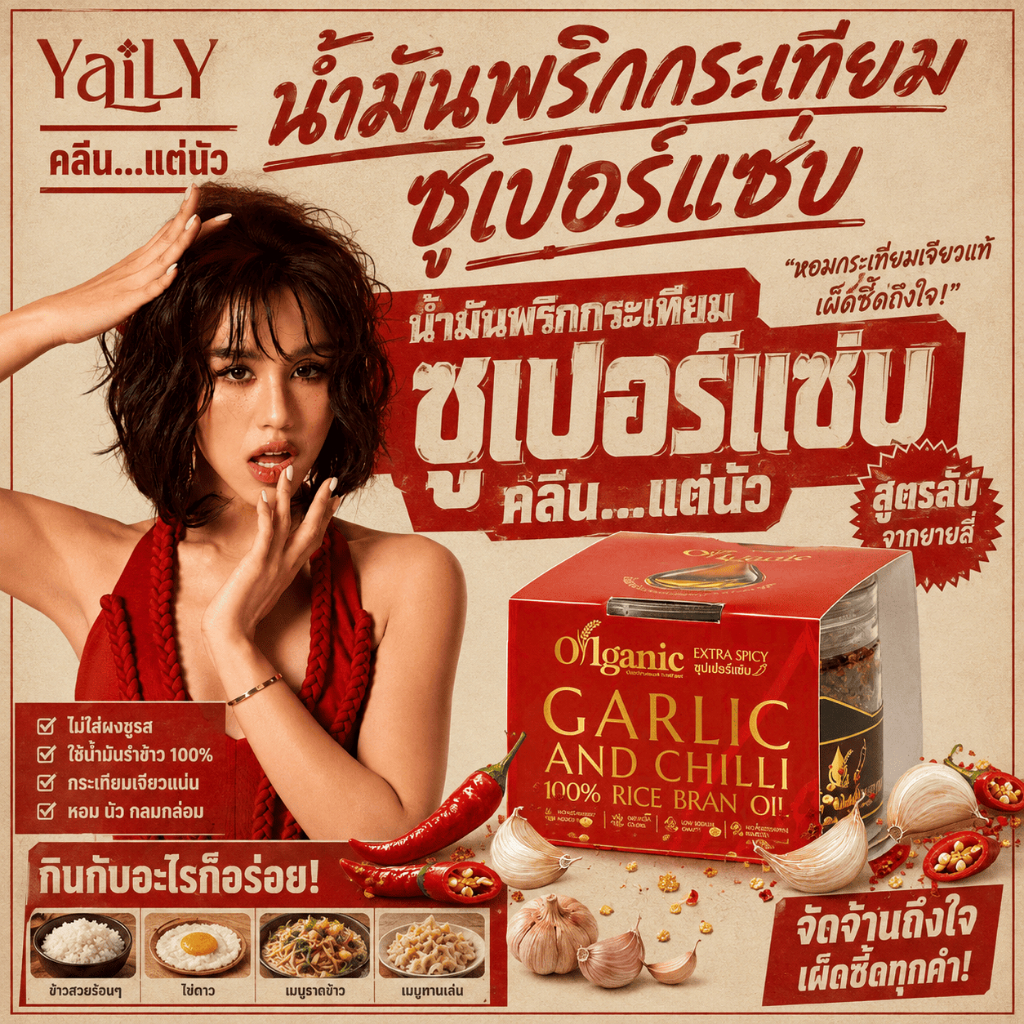 Oilganic เผ็ดมาก น้ำมันพริกกระเทียมยายลี่ซุปเปอร์แซ่บ