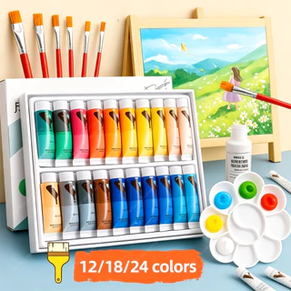 สีอะคริลิค 12/18/24/36 สีผ้าใบจิตรกรรมสีน้ําเม็ดสี ทําเอง จิตรกรรมอุปกรณ์ศิลปะ