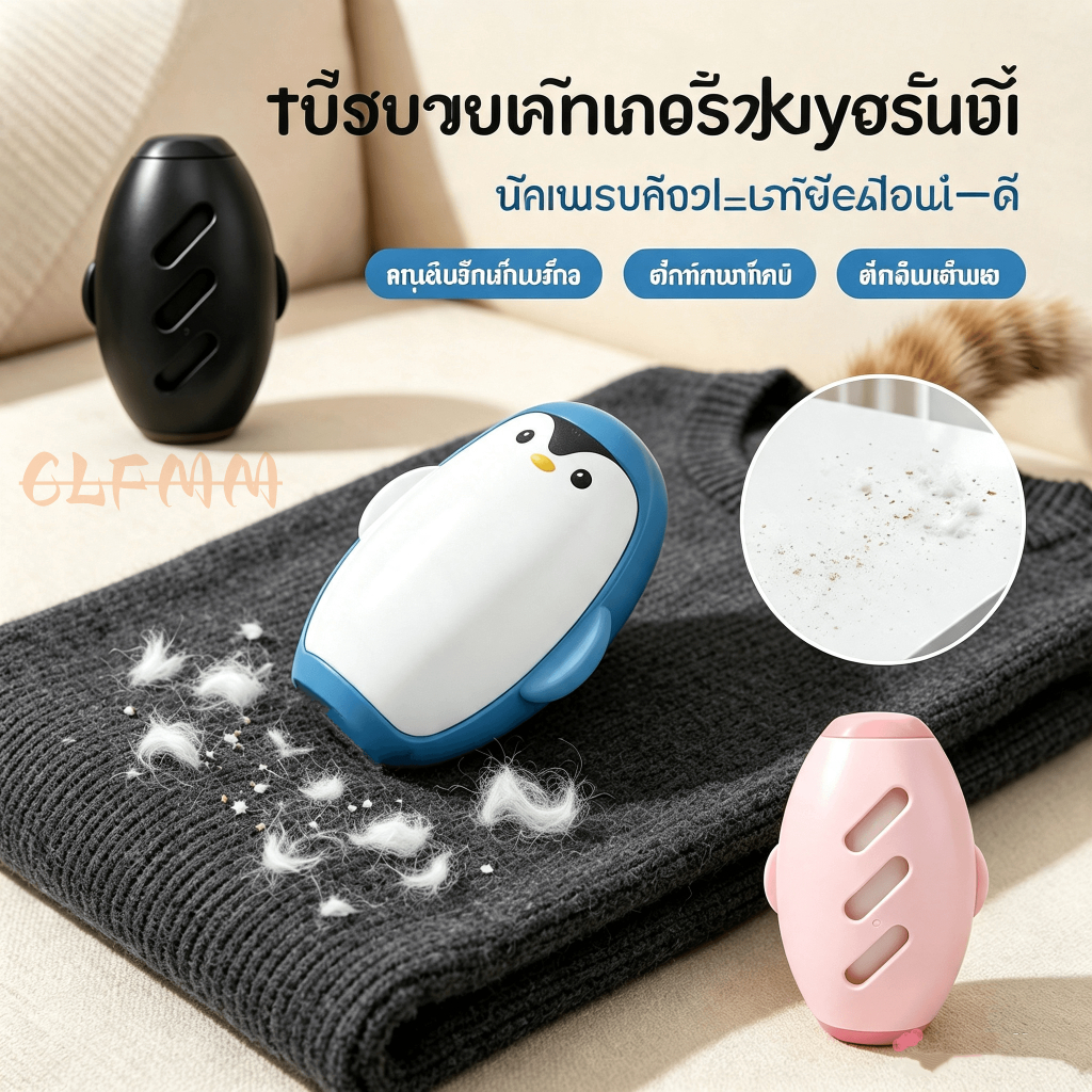 ลูกกลิ้งทำความสะอาด ขจัดขนแมวและขนสุนัข ม้วนกาว นำกลับมาใช้ใหม่ได้ ขจัดขนเหนียวและฝุ่นออกจากเสื้อผ้า CW95