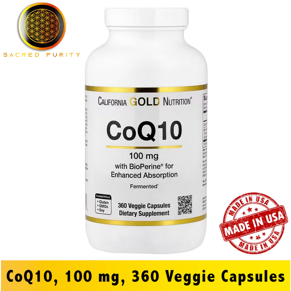 California Gold Nutrition, CoQ10 USP with Bioperine®, 100 mg, 360 Veggie Capsules - [EXP 12/2027]