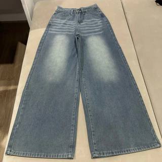 JINJEANS-202 | (XS-9XL) กางเกงยีนส์ขากระบอกใหญ่ baggy jeans สีบลูเฟด