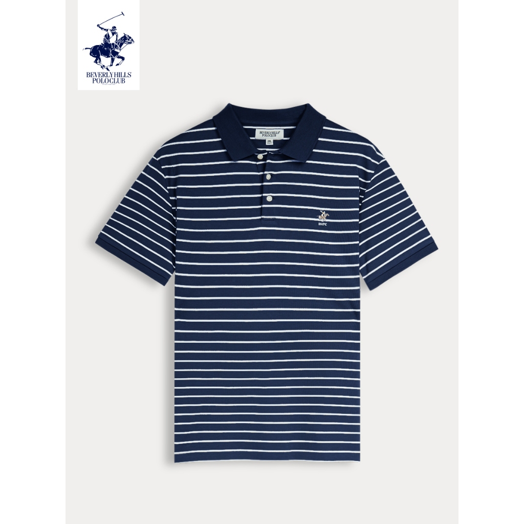 BEVERLY HILLS POLO CLUB เสื้อโปโลลาย แขนสั้นผู้ชาย รุ่น BN4D023 (ปักโลโก้ม้า)