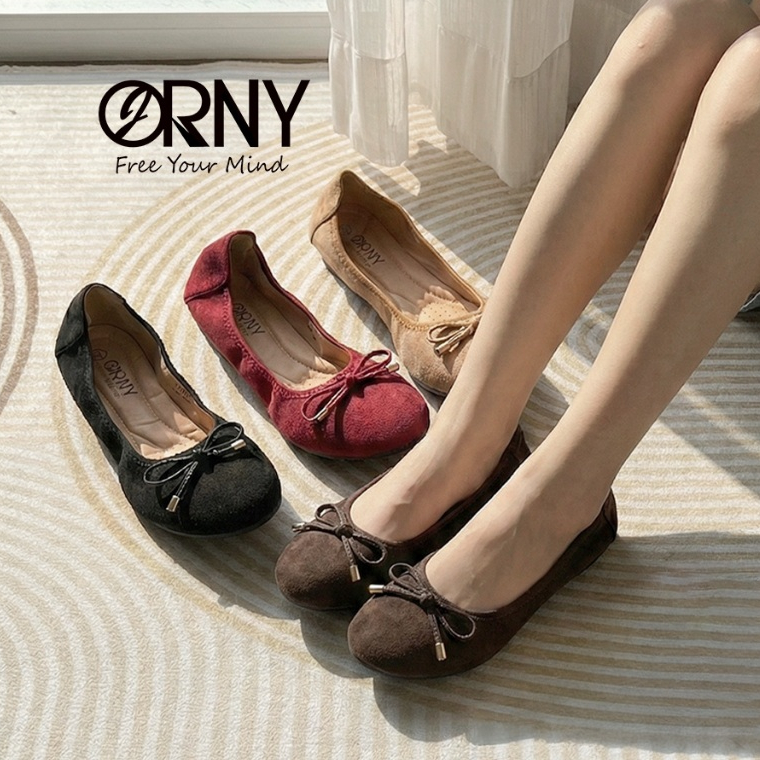 ORNY(ออร์นี่) ® รองเท้าคัชชู กำมะหยี่ รองเท้าส้นแบนสัมผัสนิ่ม เบาใส่สบาย OY1231