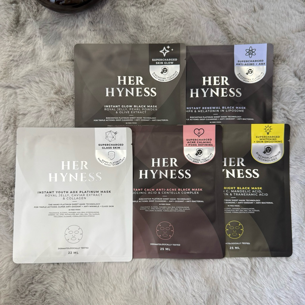 [มาร์คแผ่นดำ]สูตรใหม่❗️HER HYNESS INSTANT GLOW BLACK MASK 25ml.(1แผ่น)