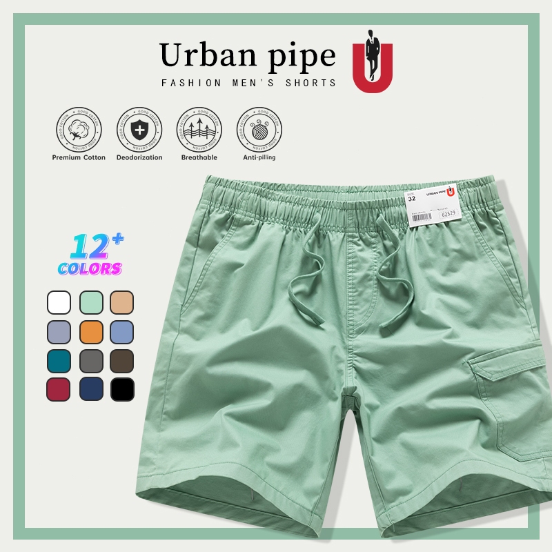 [NEW Style]URBAN PIPE 3 Pocket กางเกงขาสั้นผู้ชาย ผ้าคอตตอน ทรงยาวเลยเข่า เอวสวม 100% Cotton Shorts 62529