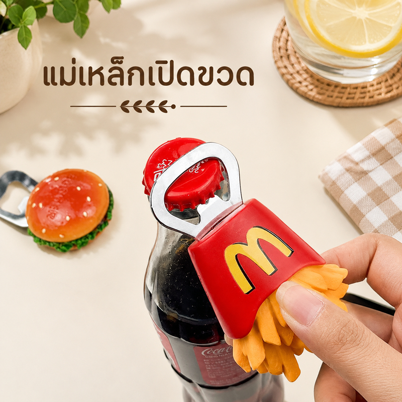 เปิดขวดแม่เหล็ก เฟรนฟราย์ , เห็ดแดง , ขนมปังส้ม  ที่เปิดขวด เบียร์ แม่เหล็กติดตู้เย็น เปิดขวดแม่เหล็ก