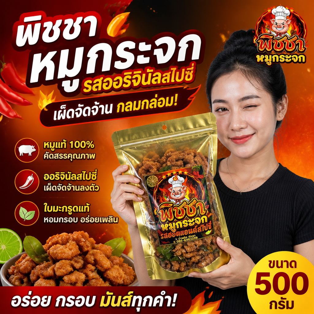 แคปหมูกระจก (พิชชา) ขนาด 500 กรัม แซ่บซี๊ด สด ใหม่น้ำพริกแคปกระจก