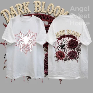 (COD) Angle Official เสื้อยืดผู้หญิงแขนสั้น ลายใยแมงมุมและดอกกุหลาบ ทรงหลวม โอเวอร์ไซซ์ ผ้านุ่ม สไตล์ Y2K สตรีท