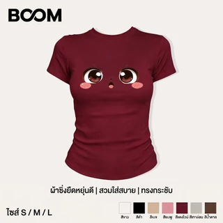 COD เสื้อเบบี้ที baby tee Y2K ผู้หญิง พิมพ์ลายใบหน้าอนิเมะน่ารัก แขนสั้น ทรงกระชับ ใส่สบาย