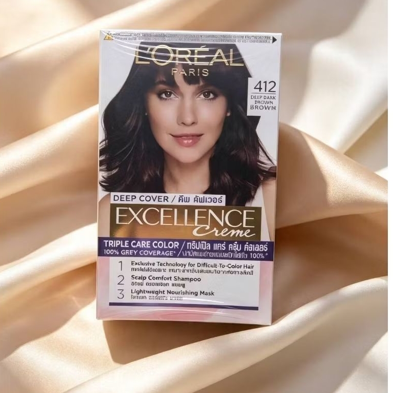 L'Oreal ลอรีอัล ปารีส เอ็กซ์เซลเลนซ์ ครีม ดีฟ คัพเวอร์ เบอร์ 412 สีน้ำตาลเข้มล้ำลึก