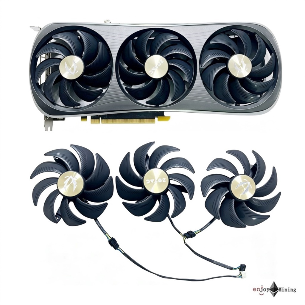 พัดลมการ์ดจอ ZOTAC RTX 4080 4080S 4090 AMP Extreme graphics card with silent fan.