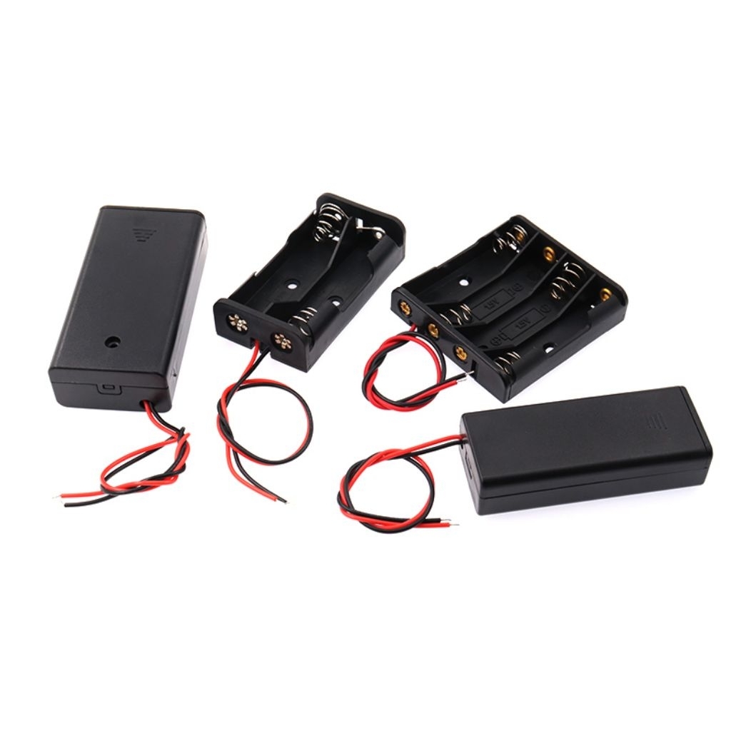 รางถ่าน AA พร้อมสวิตช์ เปิด-ปิด มีสายไฟ 1-4 ก้อน Battery Holder สำหรับงาน DIY