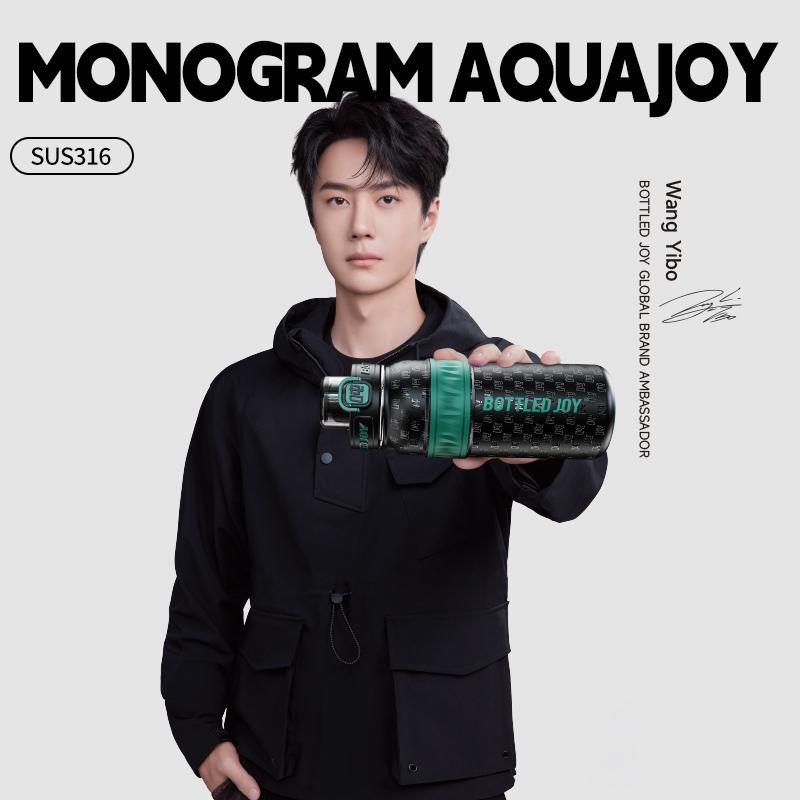 BOTTLED JOY กระบอกน้ำเก็บความเย็น AquaJoy Monogram ความจุ 750ml / 25oz | แถม Wang Yibo Card 6 ใบ | OFFICIAL TH