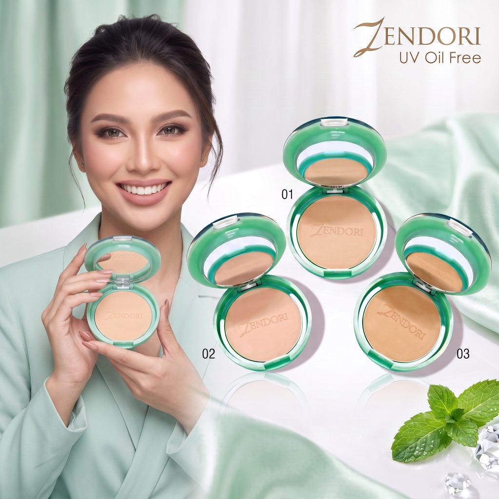 Zendori UV Oil-Free Foundation SPF12 แป้งเซนโดริ กล่องเขียว คุมมัน กันเหงื่อ เนียนกริบ