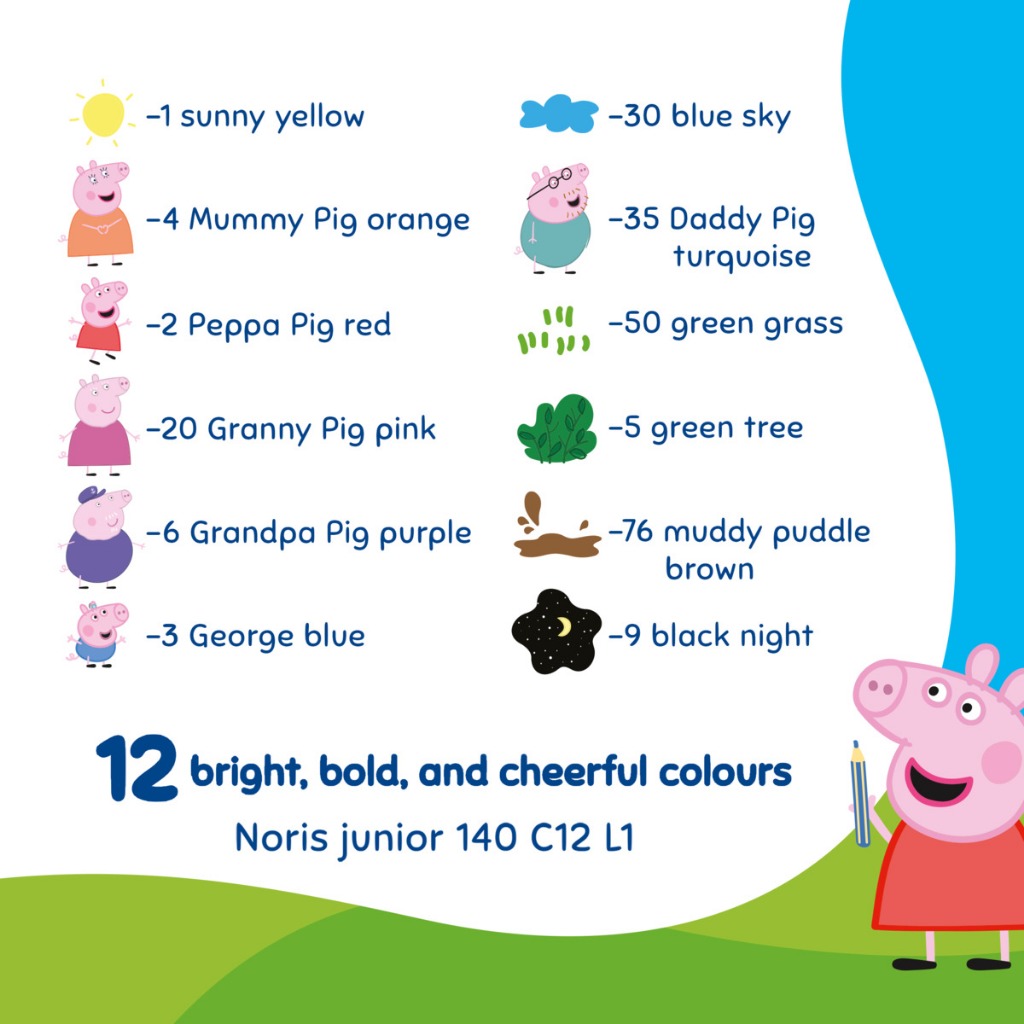 Peppa Pig أقلام تلوين Noris Junior ‏3 في 1 ‏(12 لوناً) — صورة 7