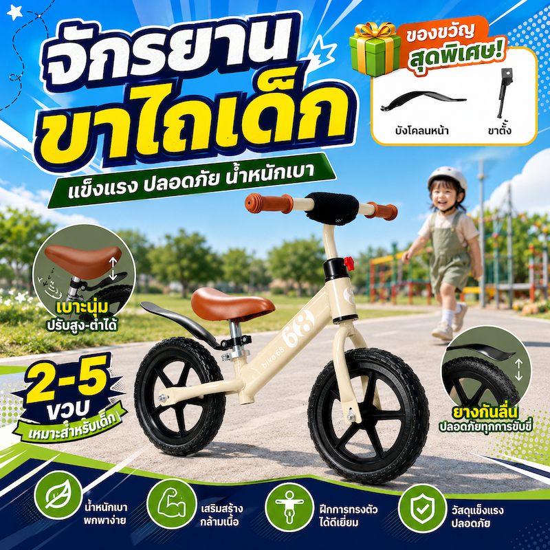 LionToys 5 สี จักรยานทรงตัว จักรยานขาไถ จักรยานสมดุล 2-7ขวบ Balance car