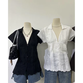 เสื้อคอเซิ๊ตผ้าคอทตอนปักลาย