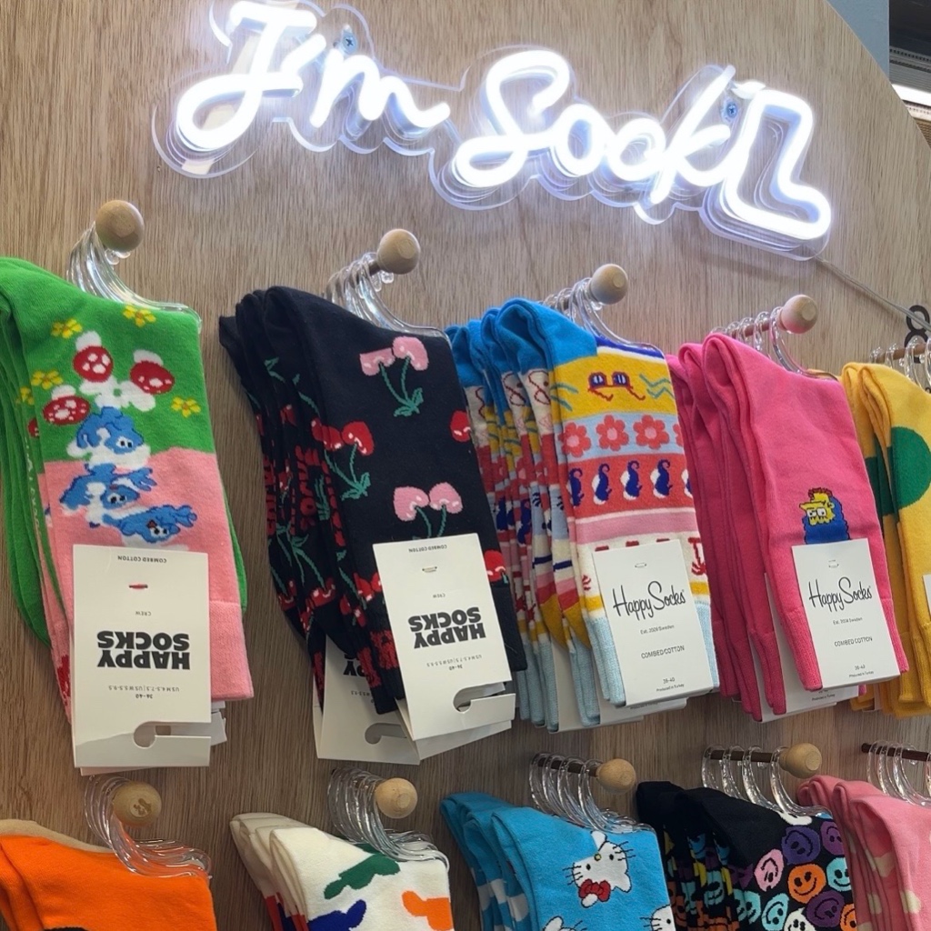 ร้าน I'M SOCK ถุงเท้าครึ่งน่องผ้า cotton comed คุณภาพดี Happy Sock