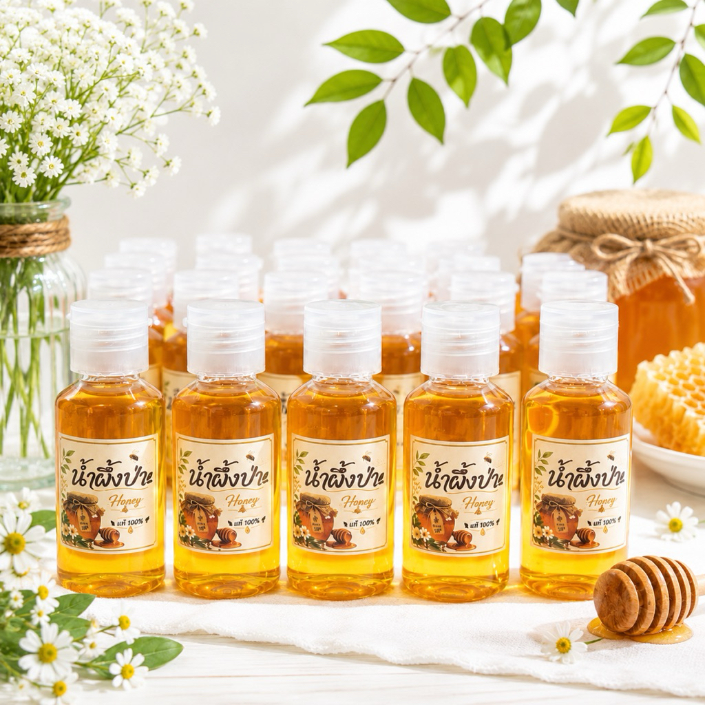 ส่งไว ทุกๆ50ขวดแถมฟรี1ขวด น้ำผึ้งป่า เดือน5 ขนาด 50ml. 50 กรัม พกพา สะดวก บีบได้เลย คุณค่าแท้จากธรรมชาติ