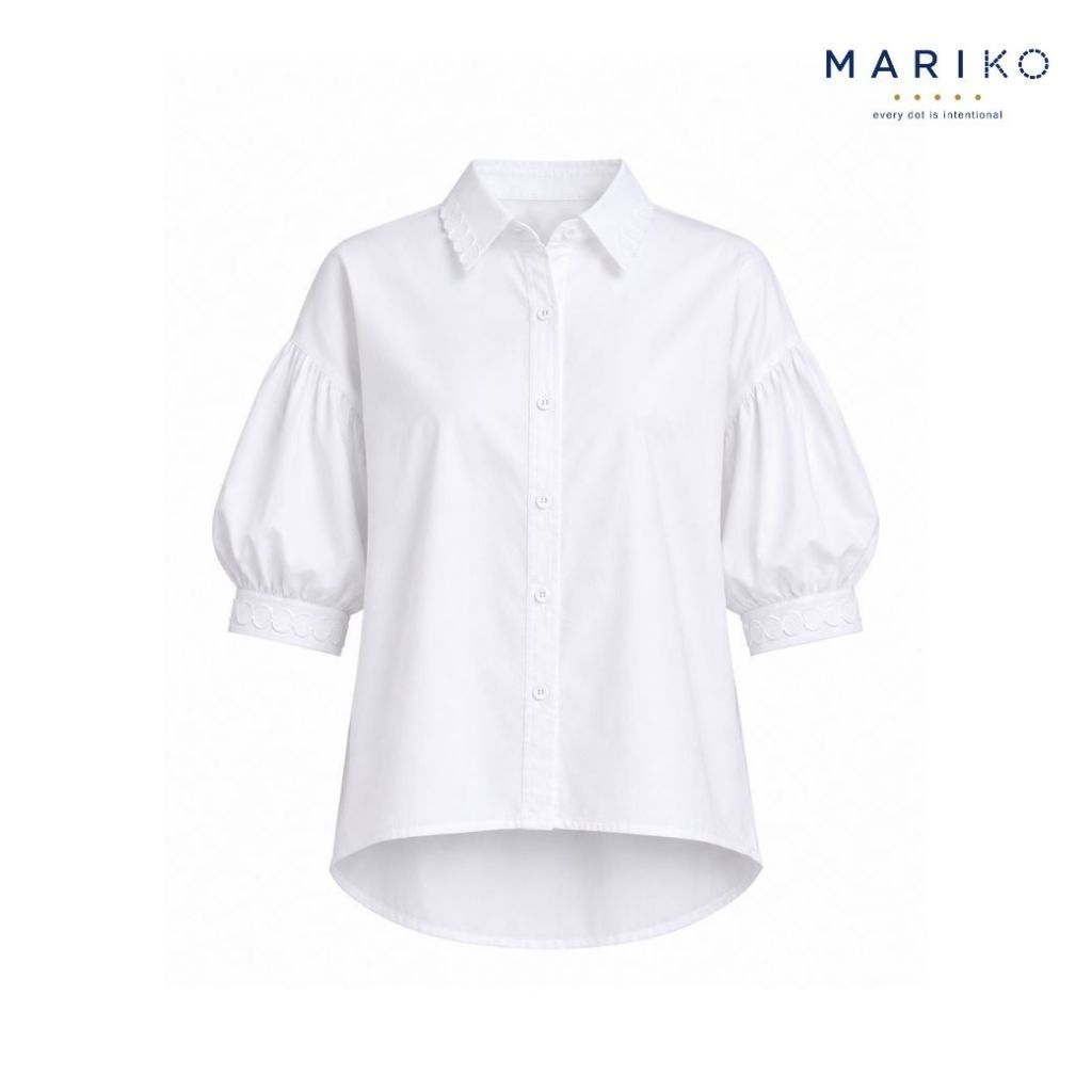 C&D Woman's Shirt Ami Cotton : Mini Maru เสื้อเชิ้ต แขนยาว สีขาว CD2SWH