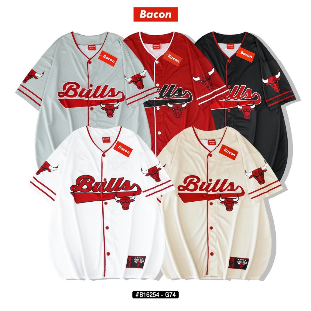 เสื้อแฟชั่น เสื้อกีฬาเบสบอล CHICAGO BULLS โอเวอร์ไซส์ (มีกระดุมจริง)