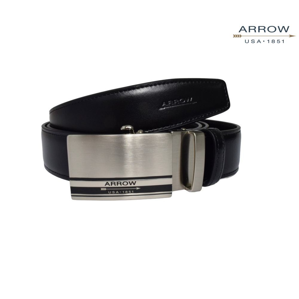 ARROW เข็มขัดผู้ชาย หัวออโต้ล็อค Auto Belt (หนังวัวแท้จากอิตาลี) สีดำ รุ่น MYCB556