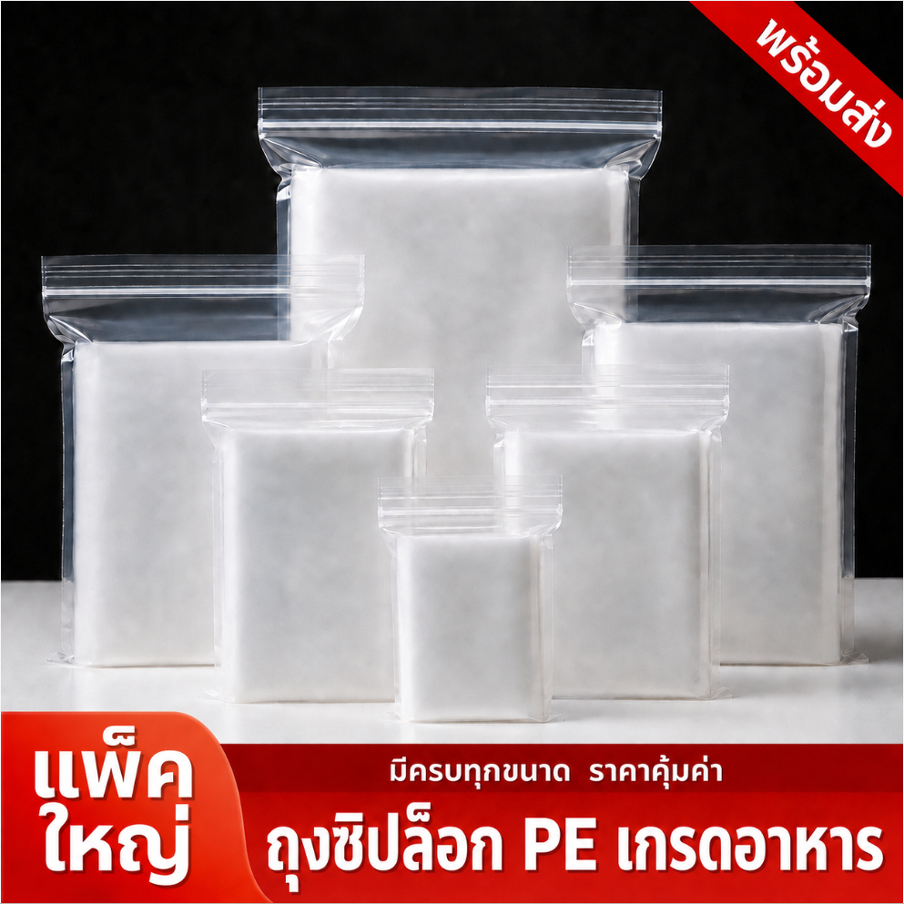 ถุงซิป ใส่อาหาร ใส่ยา ถุงซิปล็อค เนื้อเกรด A รุ่นหนา