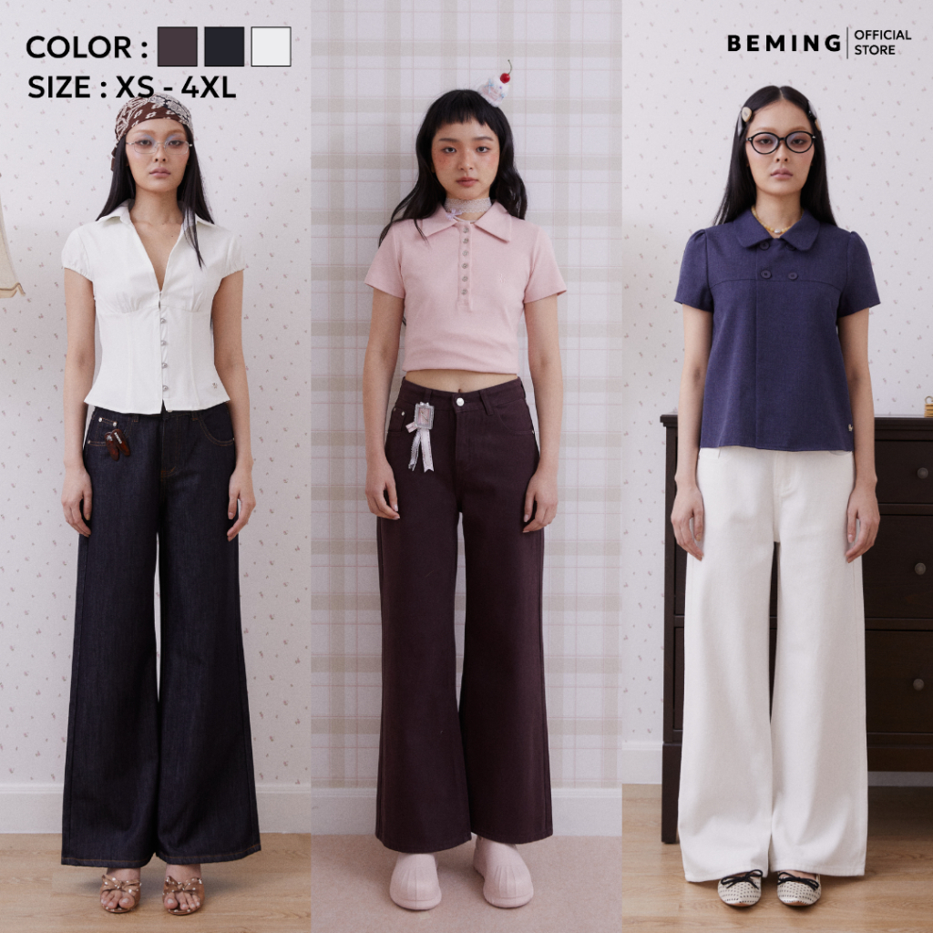 Bemingjeans104(XS-4XL) - BEMING Yoli Jeans – กางเกงยีนส์ทรงขากว้างแมตช์ง่ายใส่ได้ทุกโอกาส