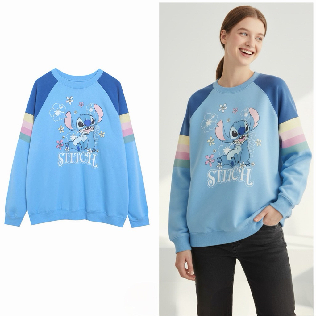 STITCH SWEATSHIRT Lilo&stitch 🧊 STITCH ohana เสื้อสติช 02 งาน Disney แท้ (TS611