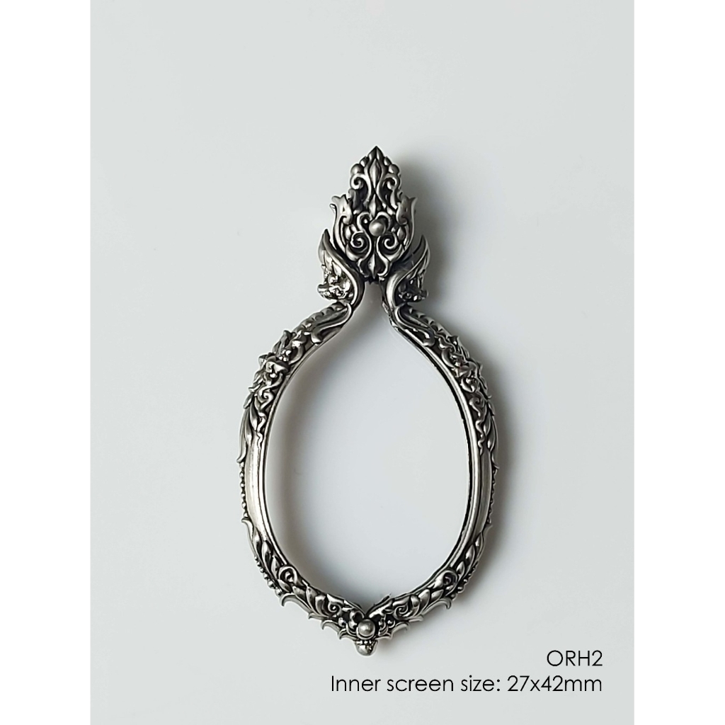 ORH2Whitebrass Orahan2 Oval amulet casing 27x42mm กรอบพระรูปไข่ วัสดุไวท์บราส