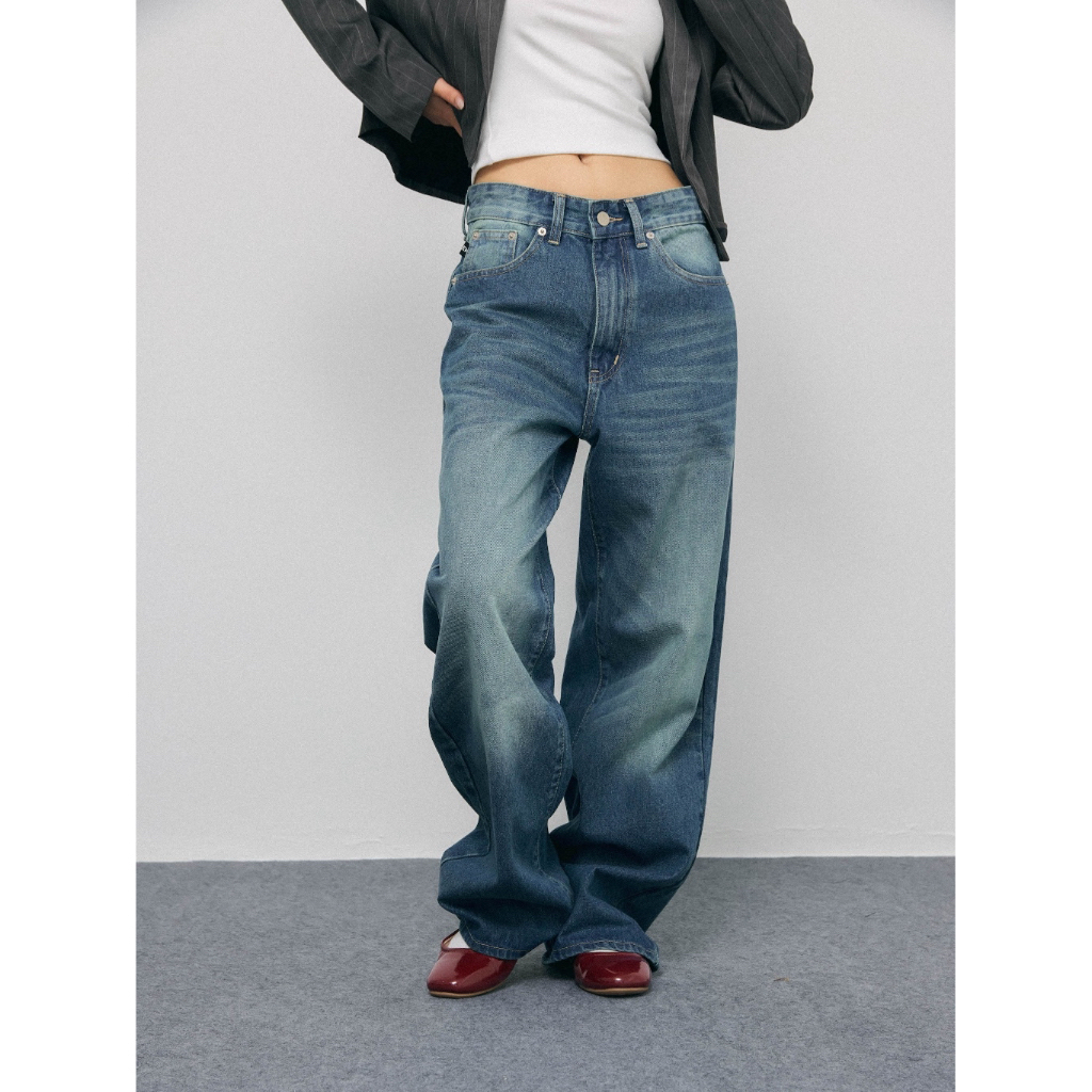 ENDOFMARCH | BROMLEY JEANS กางเกงยีนส์เอวกลาง-เอวต่ำ ฟอกสีสนิมเฟด