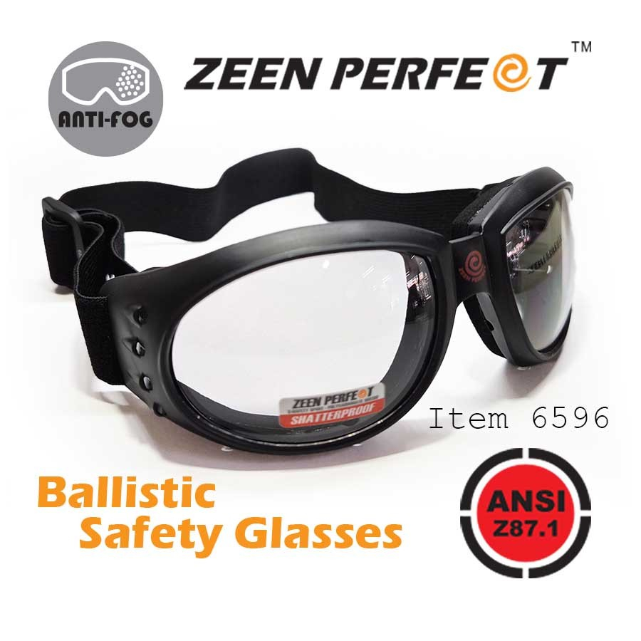 แว่นยางรัด ZEEN PERFECT SA3942/ 6596/ 91730 ANSI Z87.1 ขับมอเตอร์ไซค์ กันลมฝุ่น เศษหิน มียางขอบเบ้าตา ป้องกันUV400