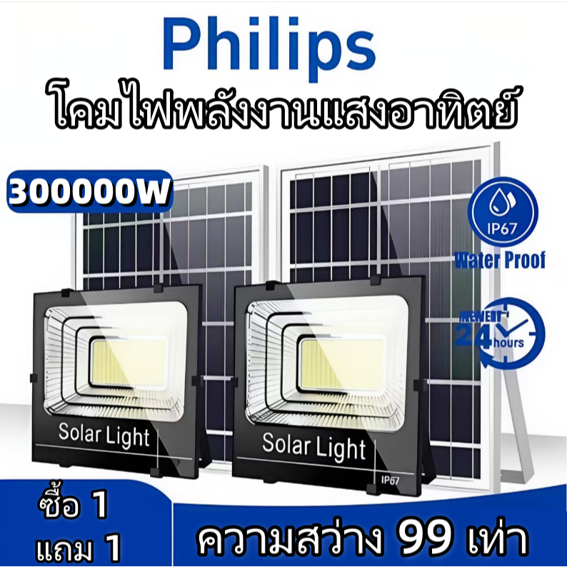ซื้อ 1 แถม 1 โคมไฟโซล่าเซลล์ ของดี กันน้ำ IP67 ไม่เสียค่าไฟฟ้า สำหรับติดตั้งสวน สนาม และบริเวณภายนอกบ้านเรือน