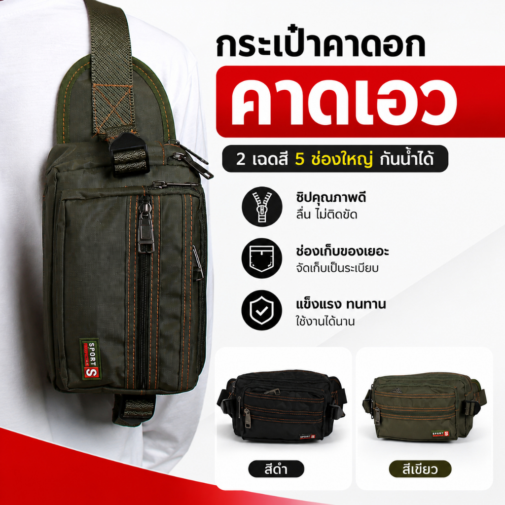 (CZX) กระเป๋าคาดอก กระเป๋าคาดเอวใหม่ 2023 เนื้อผ้ากันน้ำ จุของได้เยอะ ใช้ได้ทุกสถานการณ์ กระเป๋าพ่อค้า แม่ค้าเหมาะสมมาก
