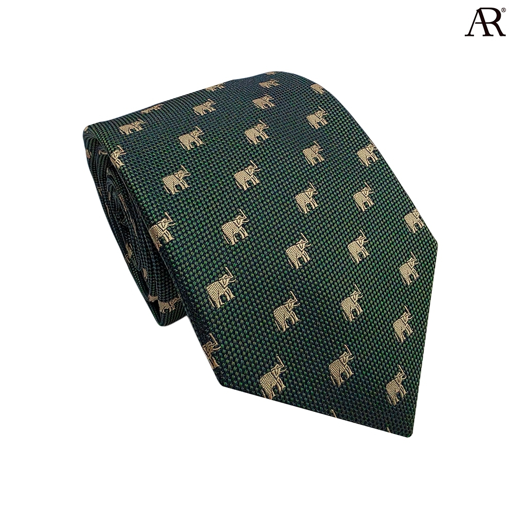 ANGELINO RUFOLO Necktie(NTM1950-ช้าง002) เนคไทผ้าไหมทออิตาลี่ 100% คุณภาพเยี่ยม ดีไซน์ Elephant สีฟ้า/กรมท่า/ดำ