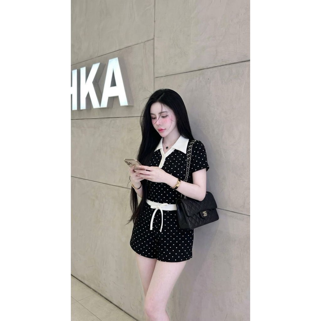 👗พร้อมส่ง👗ชุดเซ็ท2ชิ้น เสื้อยืดทูโทน+กางเกงขาสั้นมีเชือก สวยมาก