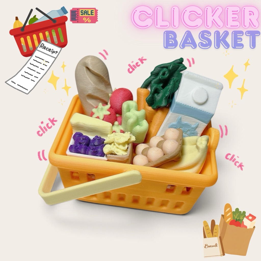 (พร้อมส่ง) Clicker Basket คลิกเกอร์ตะกร้าซูเปอร์มาร์เก็ต Fidget Toy ตะกร้าช้อปปิ้งจิ๋ว 3D ของเล่นกดเพลิน คลายเครียด