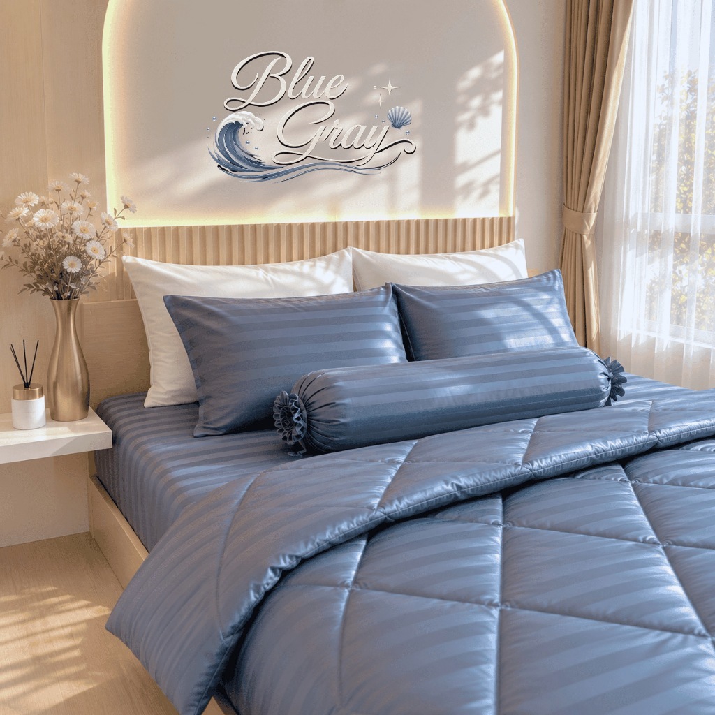 ชุดผ้าปูที่นอนโรงแรม (Soul Sleep Bedding) "Blue Gray" Collection (แบบรวมผ้านวม)