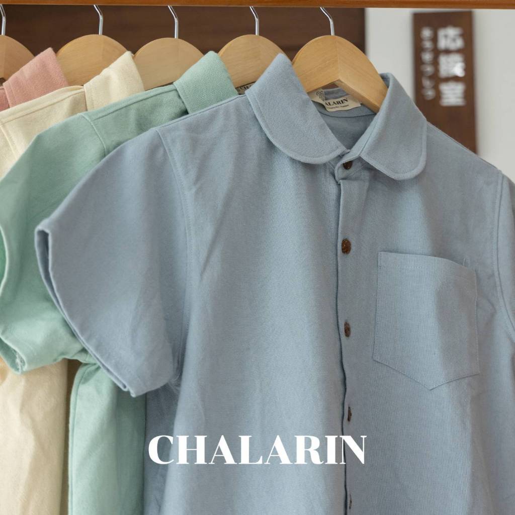 (มี 7 สี) เสื้อเชิ้ตคอบัว แขนสั้น คอปกอัดกาว (ไซส์ S - 3XL / อก 36 - 46 นิ้ว) ผ้าฝ้ายฟอกนุ่มเชียงใหม่