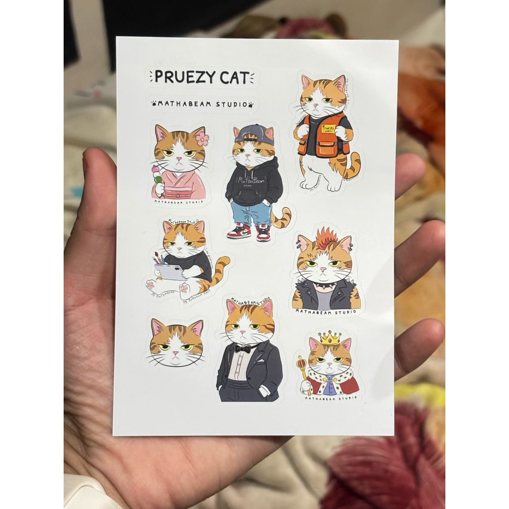 สติ๊กเกอร์ชีท ออกแบบเอง stickers sheet cat “pruezy cat”