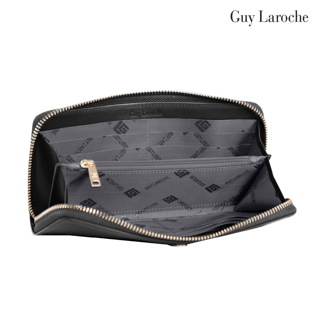 Guy Laroche محفظة نسائية طويلة بسحاب دائري — أسود — صورة 2