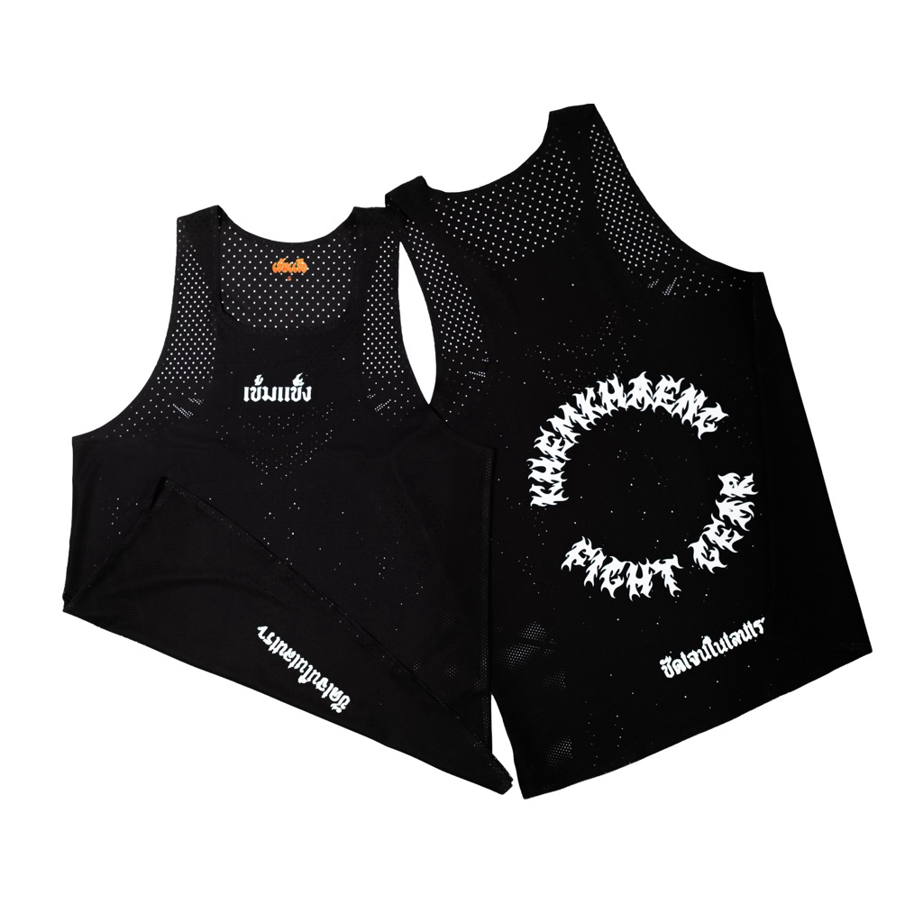 KHEMKHAENG Elite Running Shirts V.ชัดเจนในเลนเรา เข้มแข็ง / ทรงกล้าม Reflect สะท้อนแสงหน้าหนัง “Black” สีดำ