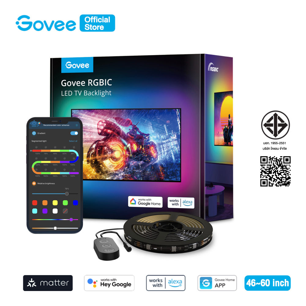 Govee RGB LED TV Backlight (46-60 Inch) รองรับ Matter - ไฟตกแต่งทีวี