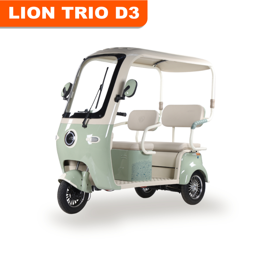 LION EV สามล้อไฟฟ้ารุ่น TRIO D3 มีหลังคากันแดดกันลม นั่งสบาย