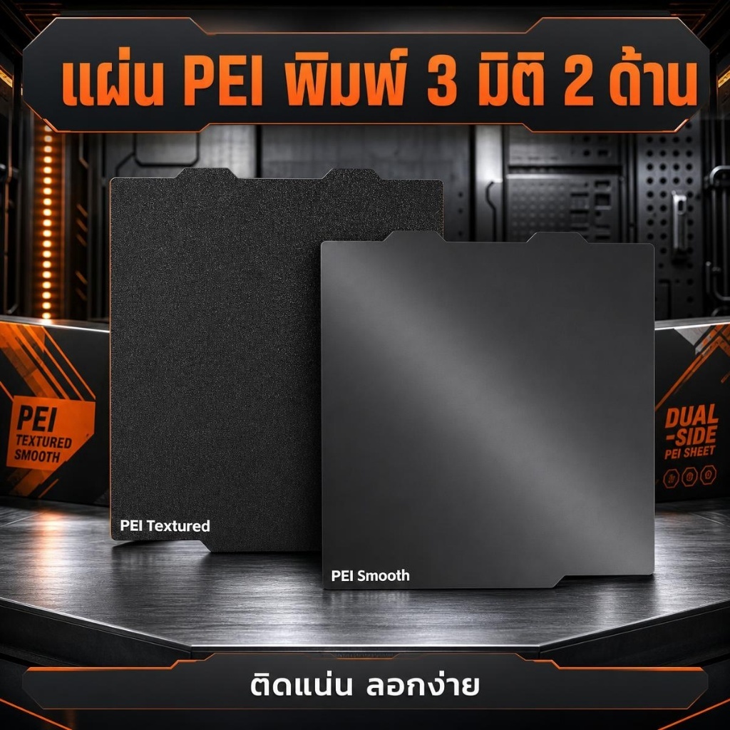 A1/A1mini/P2S/X2D/P1S/P1P/X1C/X1E PEI Build Plate แผ่นฐานพิมพ์ PEI ใช้ได้ทั้งสองด้าน 257x257mm