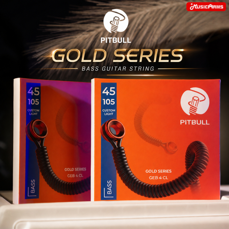 Pitbull Strings Gold Series สายเบส แถมฟรีปิ๊กกีต้าร์ Bass Guitar String Set GEB 4 / 5 / 6 สาย