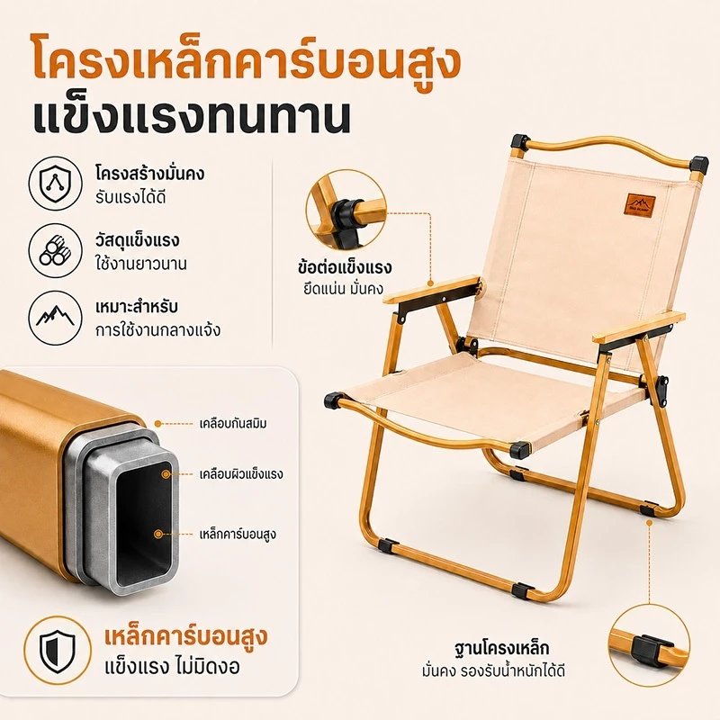 Skywing เก้าอี้แค้มปิ้ง เก้าอี้พับได้ ปิคนิคกลางแจ้ง เก้าอี้สนามพกพา พับเก็บได้ รับน้ำหนักได้300​KG thumbnail 4